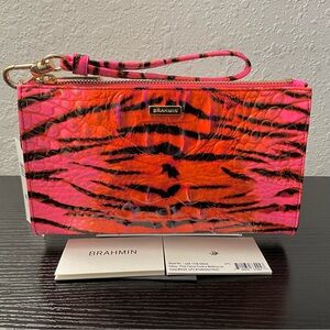Brahmin Pink and Orange Animal Print Clutch